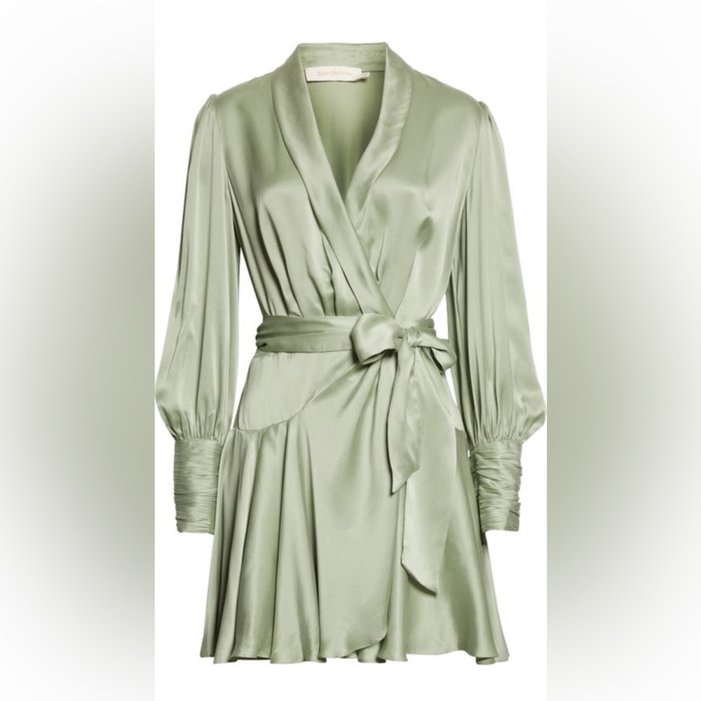 Zimmermann long sleeve silk wrap minidress